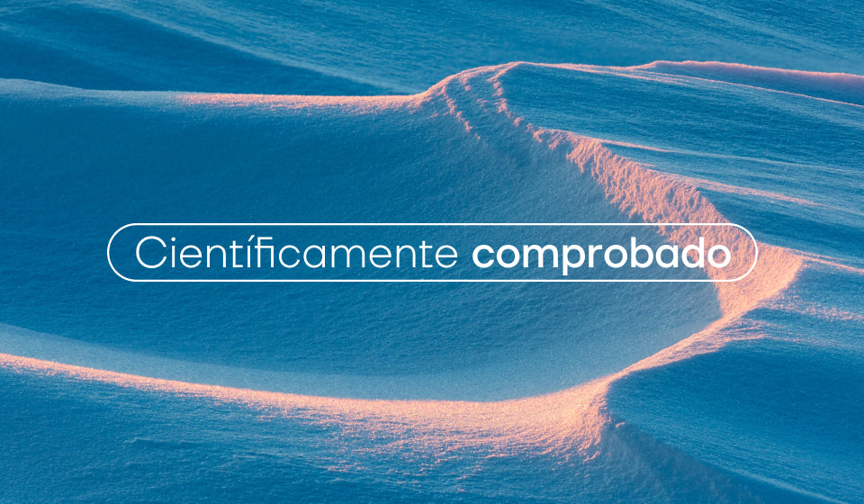 "Cientificamente comprobado" escrito en blanco sobre un fondo azulado